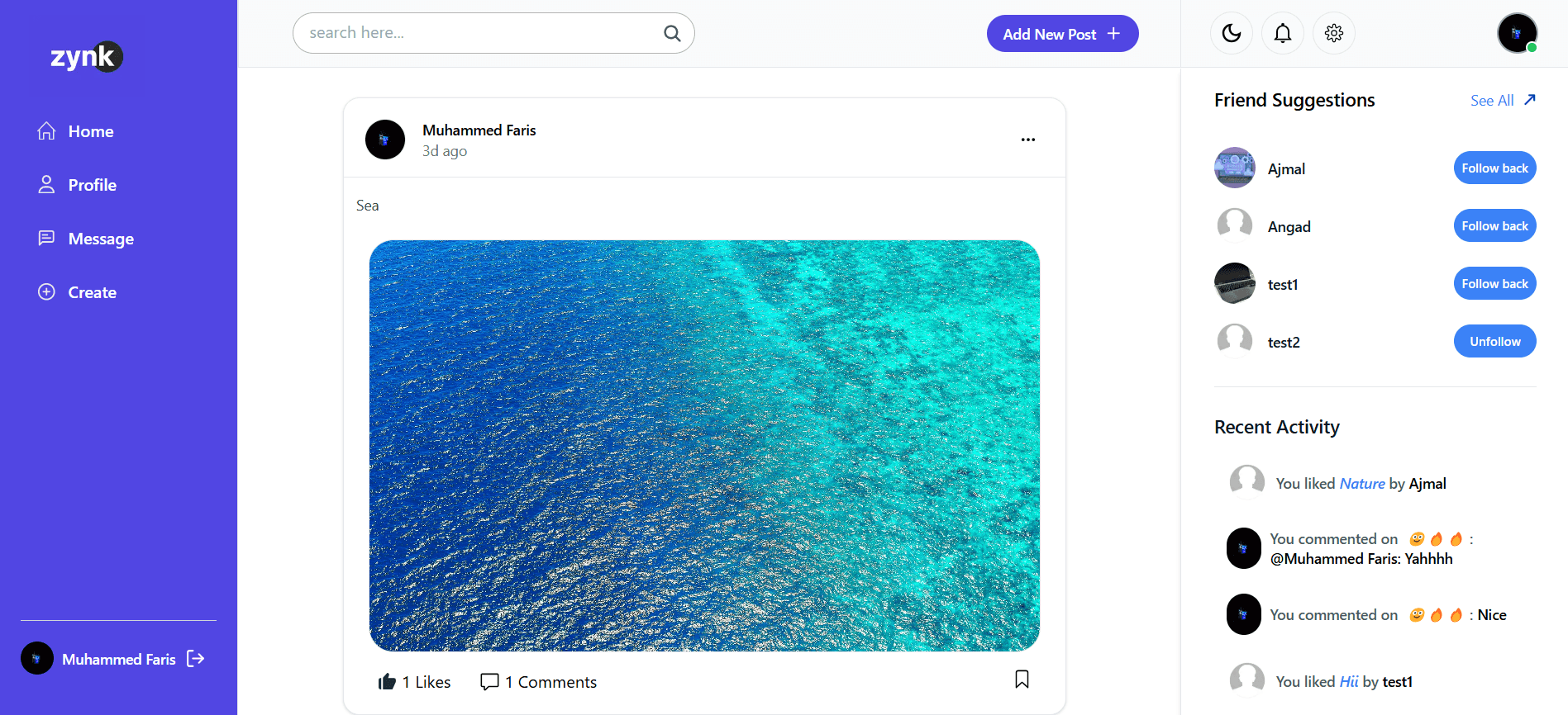 Zynk - socail media platform